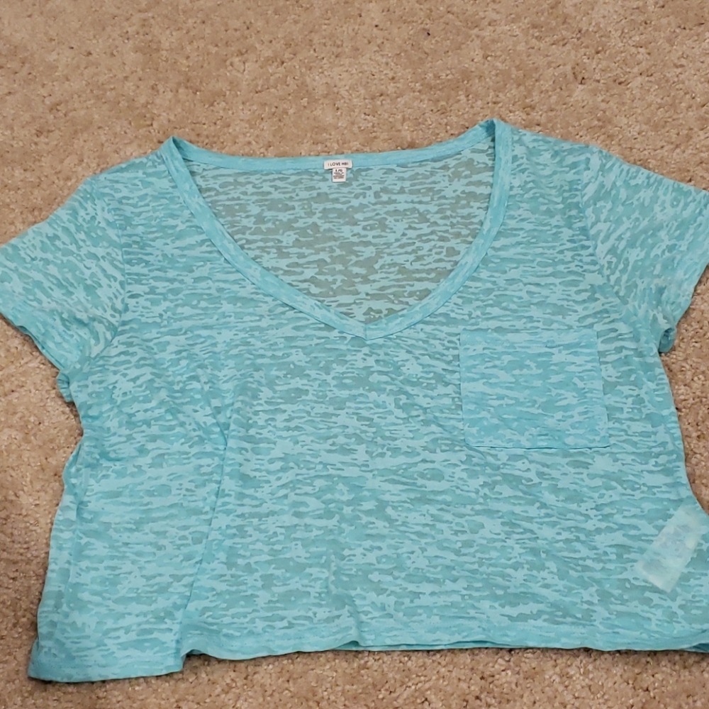 Sheer blue crop top